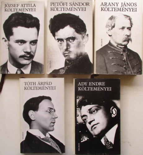 5 db sszes kltemny (Ady Endre, Jzsef Attila, Petfi Sndor, AranyJnos, Tth rpd)