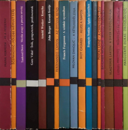 A. Bioy Casares, Francois Sonkin, Helmut Zenker, Pascal Lain�, B. Wongar, Vlagyimir Laksin, Lionel Trilling, Marguerite Duras, Frank Kermode, Branamir Scepanovic, Tankred Dorst, Gor Milovan Danojlic - 17 k�tet a Modern k�nyvt�r sorozatb�l