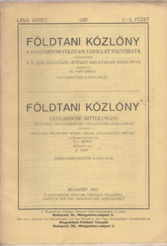 Fldtani kzlny 1937/1-12. (Teljes vfolyam lapszmonknt)