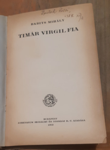 Babits Mihály - Timár Virgil fia (I. kiadás)