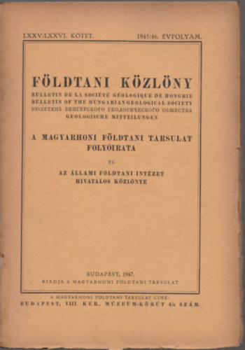 F�ldtani K�zl�ny 1945/46-os �vfolyamok, egy f�zetben