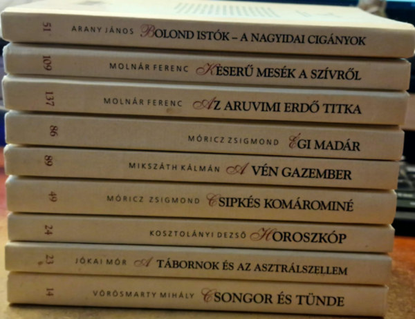 Móricz Zsigmond, Mikszáth Kálmán, Kosztolányi Dezső, Jókai Mór, Vörösmarty Mihály, Arany János Molnár Ferenc - 9 db a Millenniumi könyvtár sorozat
