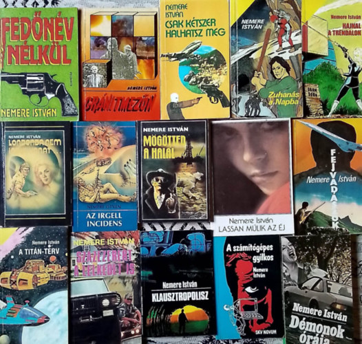 Nemere István - Nemere István könyvcsomag (15db) Fedőnév nélkül, Gránitmezőn, Csak kétszer halhatsz meg, Zuhanás a napba, Fejvadászok, Londonba nem indul vonat, Az irgell incidens, Mögötted a halál, Lassan múlik az éj, A számítógépes gyilkos, Dé