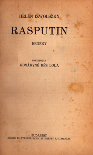 Hel�n Izwolszky - Rasputin