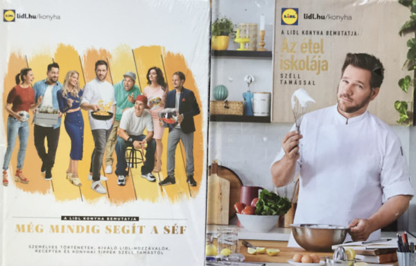 2 db Lidl konyha szakácskönyv 1. Még mindig segít a séf, 2. Az étel iskolája Széll Tamással
