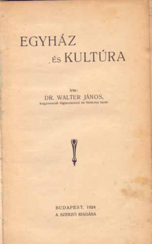 Egyhz s kultra