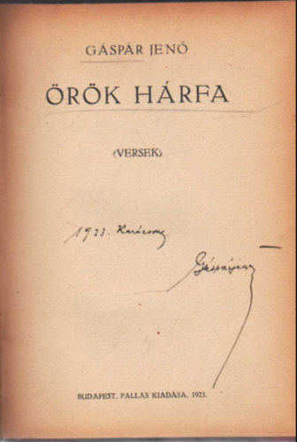 Gáspár Jenő - Örök hárfa -versek