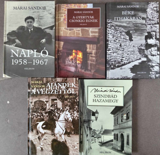 M�rai S�ndor - (5db) M�rai S�ndor k�nyvcsomat (Helikon Kiadv�nyok): Napl� 1958-1967 / A gyerty�k csonkig �gnek / B�ke Ithak�ban / Aj�nd�k a v�gzett�l / Szindb�d hazamegy