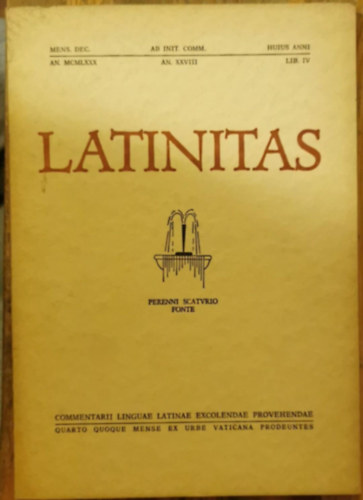 Latinitas (Mens. Dec. An. XXVIII. Lib. IV.) 1980.