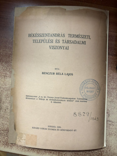 Benczur Bla Lajos - Bksszentandrs Termszeti, teleplsi s trsadalmi viszonya