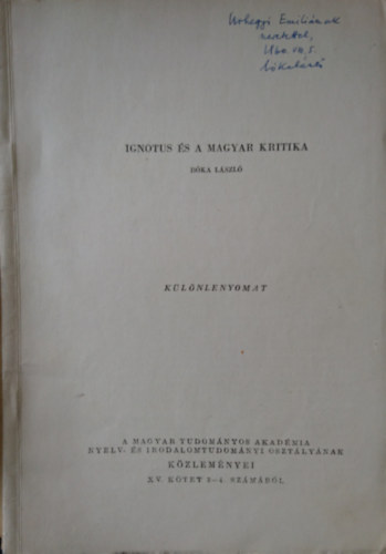 Bóka László - Ignotus és a magyar kritika