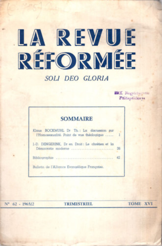 La Revue Rforme - soli deo Gloria 1965/2