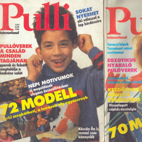 Rkoskerti Judit  (fszerk.) - 2 db Pulli International kzimunka magazin: 1990/1 tavasz-nyr + Pulli 72 modell