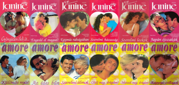Sandra Chastain, Sandy Madison, Diana Moore, Anne Neville, Linden Grierson, Serita Stevens, Yvonne Gorden, Ellen Piano, Bef Malone Phyllis Carroll - 12 db  az Amore s a Janine sorozatbl: Klns nyr + Ragyog csillagok+ Mutasd meg drgm! + Szerekmi lmok + Az des bn + lelj meg drgm! + Engedd el magad + Szerelmi hzassg + Gyngden lelj t... + Egyms rabsgban