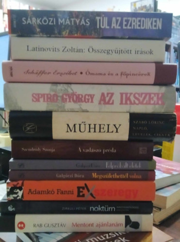 Latinovits Zoltn, Schffer Erzsbet, Spir Gyrgy, Szab Lrinc, Galgczi Dra, Adamk Fanni, Rab Gusztv, Zirkuli Pter Srkzi Mtys - 11 db-os KNYVMENT AJNLAT, szpirodalom: Tl az ezrediken+ sszegyjttt rsok+ mama s a fpincrek+ Az Ikszek+ Mhely+ A vadsz prda+ Felprblt letek+ Megszlethettl volna+ Exszeregy+ Noktrn+ Mentont ajnlanm