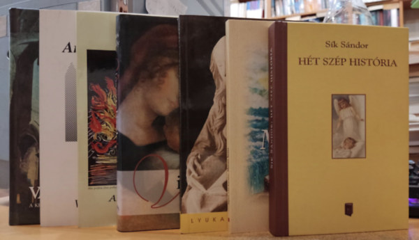 J�nosy Istv�n, S�k S�ndor, Kornis Mih�ly, Horv�th Lor�nd, Kocsis L�szl�, Kindelmann Gy�z� S�pos Gyula - 7 db kereszt�nys�g: M�zes botja; Arcok, lelkek, �lmok, versek; H�t sz�p hist�ria; Vigasztal�sok k�nyve; A t�z pr�f�t�ja; Aranyampolna; V�ndorf�ny