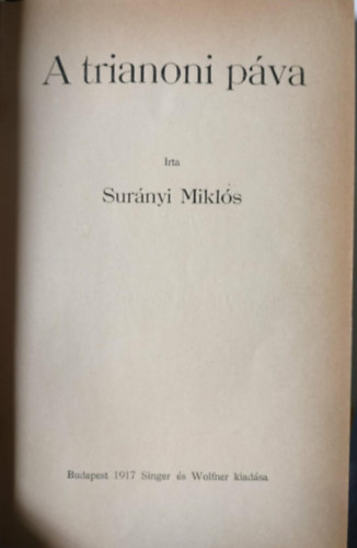 Sur�nyi Mikl�s - A trianoni p�va