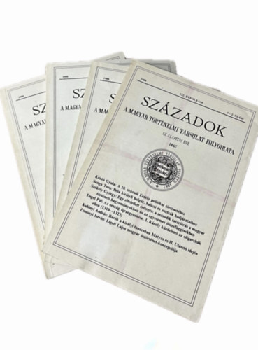 Magyar T�rt�nelmi T�rsulat - Sz�zadok - 122. �vfolyam -1988 -1-6. sz�m (4db, teljes �vfolyam, lapsz�monk�nt)