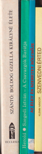 Dr. Szegedi Istv�n, Harrach P�ter, Somorjai �d�m OSB, Klemm N�ndor Sz�nt� Konr�d O.F.M. - 4 db vall�si k�nyv: Szenvedni �rted - Keresztes Szent J�nos �letrajza + Az �let �s szeretet b�lcs�je + A csavarg�k bar�tja + Boldog Gizella els� magyar kir�lyn� �lete