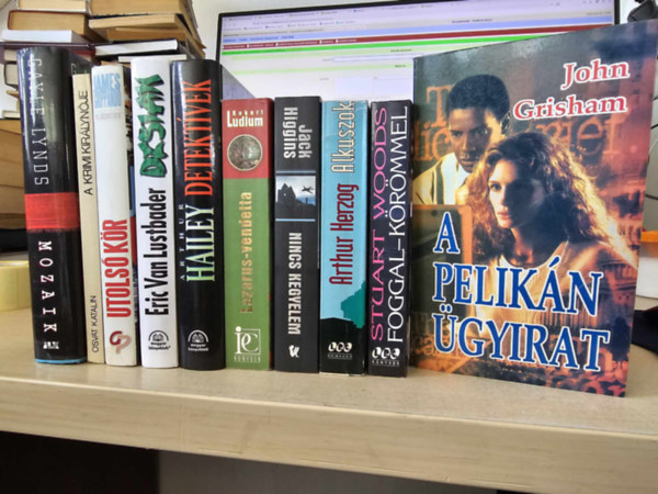 Osvt Katalin, Eric Van Lustbader, Arthur Hailey, Robert Ludlum, Jack Higgins, Arthur Herzog, Stuart Woods, John Grisham Gayle Lynds - 10db klasszikus krimi, KNYVMENT AJNLAT: Mozaik+ A krimi kirlynje+ Utols kr+ Dzsian+ Detektvek+ Lazarus-vendetta+ Nincs kegyelem+ Alkuszok+ Foggal-krmmel+ A pelikn gyirat