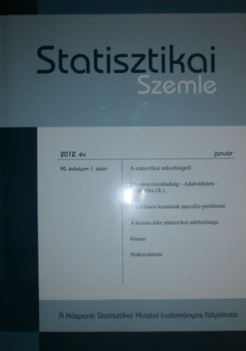 Dr. Hunyadi Lszl  (szerk.) - Statisztikai Szemle 90. vfolyam 1. szm