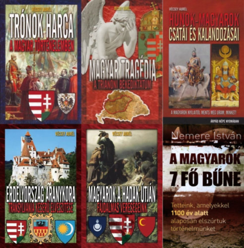 V�csey Aur�l Nemere Istv�n - 6 m� a magyars�g t�rt�nelm�r�l: A magyarok 7 f� b�ne + Magyarok a hadak �tj�n - F�jdalmas veres�geink + Erd�lyorsz�g aranykora + Hunok-magyarok csat�i �s kalandoz�sai - �rp�d n�pe nyom�ban +  Magyar trag�dia - A trianoni b�kedi