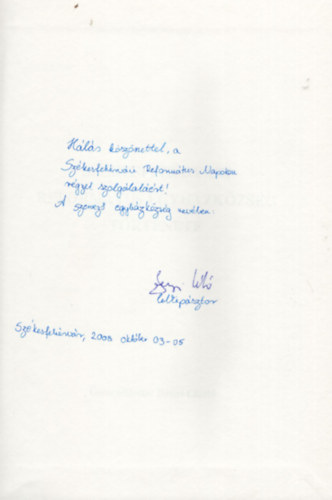 D�nyi L�szl� - A Sz�kesfeh�rv�ri Reform�tus Egyh�zk�zs�g t�rt�nete- dedik�lt