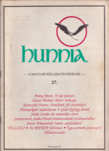 Kunszab Ferenc  (fszerk.) - Hunnia - A magyar szellem nvdelme 27.