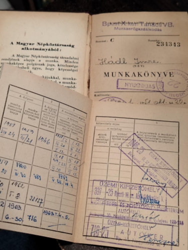 Munkaknyv 20 Hdl Imre 1903. jnius 10.