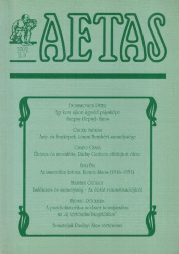 Vajda Zoltn Dek gnes  (szerk.) - Aetas Trtnettudomnyi folyirat 2002/2-3