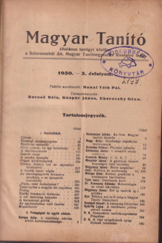 Banai Tóth Pál - Magyar Tanító 1930. X. évfolyam (teljes)