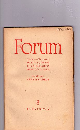 Vrtes Gyrgy - Forum (folyirat) 1949 augusztus