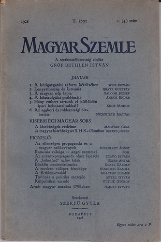 Szekf� Gyula  (Szerk.) - Magyar Szemle II. k�tet 1928. I.(5.) sz�m