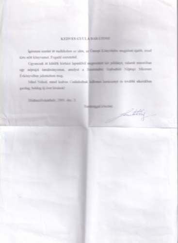 Szenti Tibor - Kal�szkisasszony - T�rt�netek a szerelemr�l (+dedik�lt lev�l)