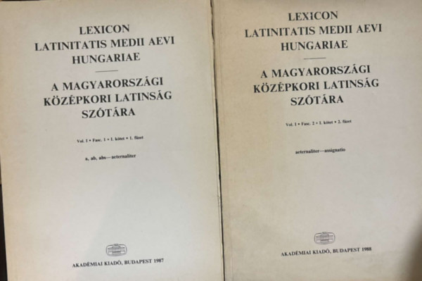 Dr. Boronkai Ivn, Borzsk Istvn  Harmatta Jnos (lektor), Fgedi Erik (lektor) - Lexicon Latinitatis Medii Aevi Hungariae / A magyarorszgi kzpkori latinsg sztra Vol 1. 1-3. fzet + Vol 2. 1. fzet. (4 ktet)