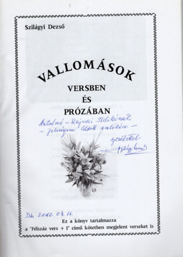 Vallomások versben és prózában - dedikált