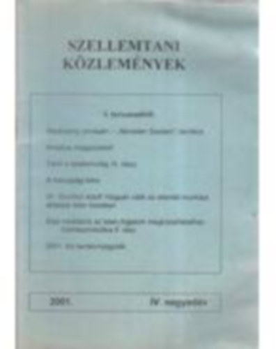 Szellemtani kzlemnyek 2001. IV. negyedv