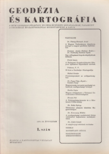 Dr. Joó István (szerk.) - Geodézia és Kartográfia 1976/1. szám