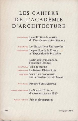 Les cahiers de l'acad�mie d'architecture 1981.1