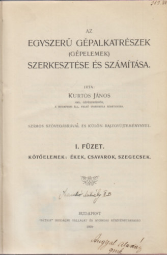 Krts Jnos - Az egyszer gpalkatrszek (gpelemek) szerkesztse s szmtsa I.