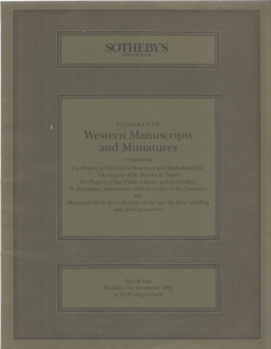 Sotheby's London - Western Manuscripts and Miniatures (5th December 1994)