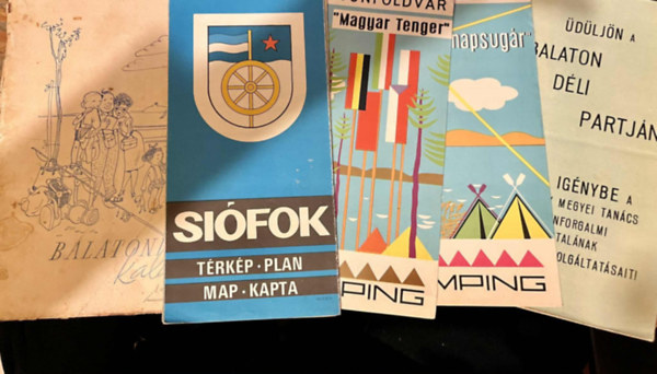 5 db régi Balaton szórólap/térkép/útikönyv