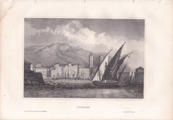 Toulon (kiktvros, Franciaorszg, Eurpa) (16x23,5 cm lapmret eredeti aclmetszet, 1856-bl)