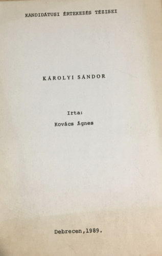 Kovcs gnes - Krolyi Sndor
