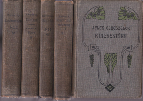 5 db a "Jeles Elbeszlk Kincsestra" sorozatbl: Werner Gyula:A beszterczei diakok I-III. + Vrtesy Gyula:Elbeszlsek + Kvr Ilma:Margit frje I-II. + Vrtesi Arnold:Az ugoros-kardi kzbirtokossg I-III. + G.d'Annunzio:A gyermek I-II.