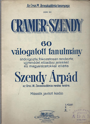 Szendy Árpád - 60 válogatott tanulmány (Cramer-Szendy)