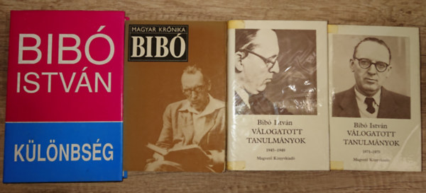 Bibó István - 3 könyv Bibó Istvántól és egy ajándékba róla: Különbség, Válogatott tanulmányok 1945-1949, Válogatott tanulmányok 1971-1979 + Huszár Tibor: Bibó István