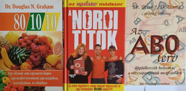 Dr. D'Adamo P. J. Catherine Whitney, Schobert Norbert Douglas N. Graham - Knyvek fogykrzknak: 80/10/10 - Egy trend, ami egyszerre kpes egyenslyt teremteni egszsgben, testslyban s letben + Az AB0 terv - Tpllkozzk helyesen, a vrcsoportjnak megfelelen +  A Norbi titok (3 m)