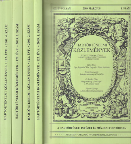 Hadt�rt�nelmi k�zlem�nyek 2009/1-4. (teljes �vfolyam, 4 db. lapsz�m)