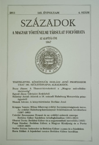 Századok 145. évfolyam - 4. szám (2011)